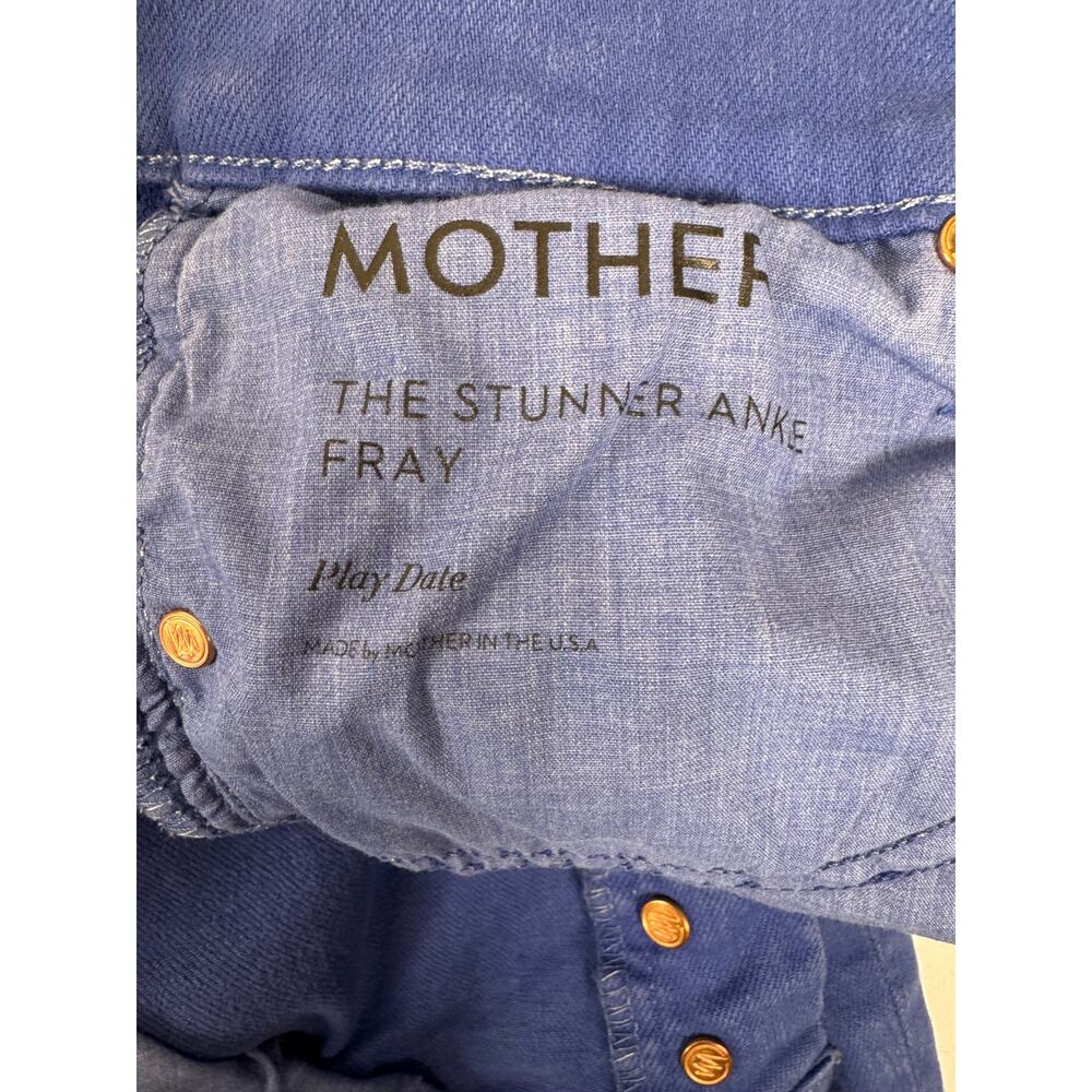 Mother The Stunner Ankle Fray Jeans Button Fly 26 Blue Raw Hem High Rise USA - Picture 4 of 9